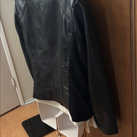 IMAN Black Leather Jacket with Gold Accents - Picture 9 of 16